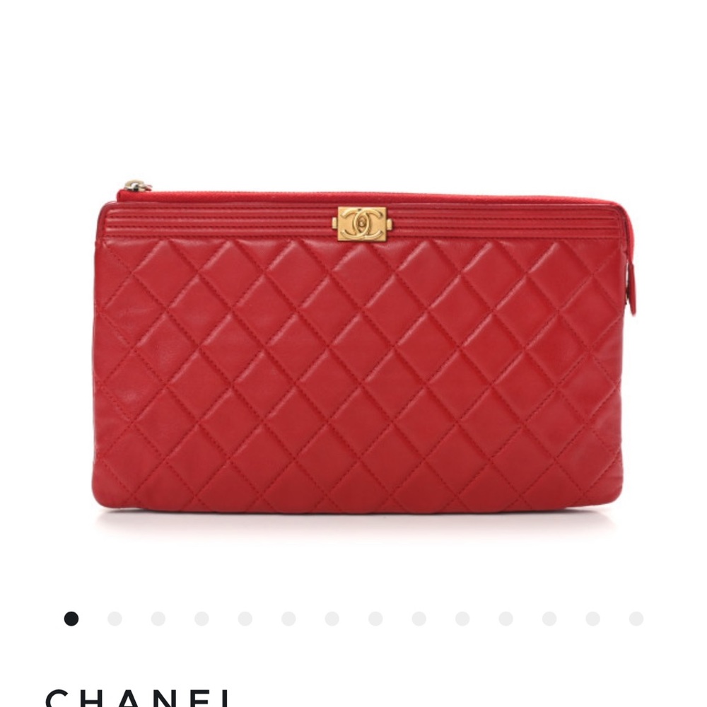 Chanel Boy O Case Clutch Red